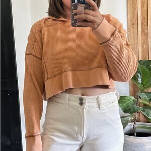 Urban outfitters x Out from under Cropped Thermal Hooded Top. Size M